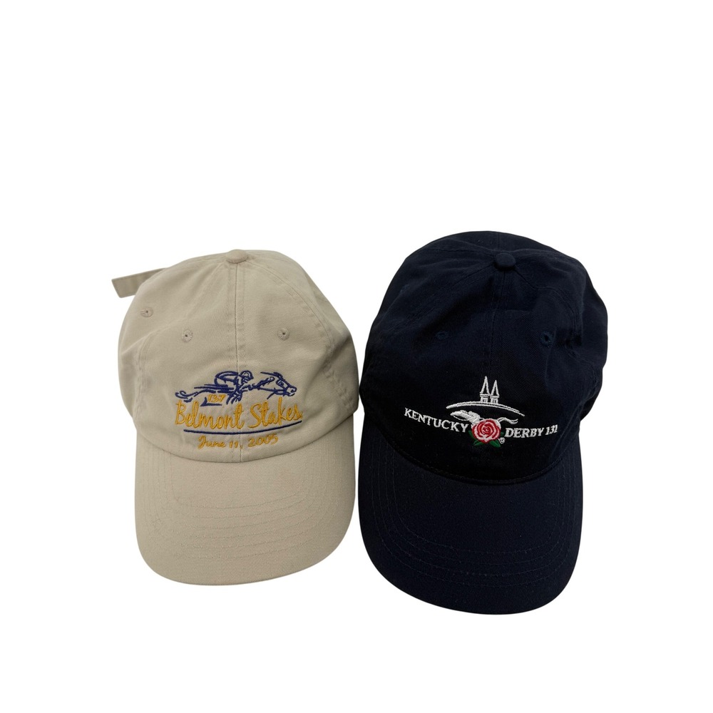 All Pro Kentucky Derby Belmont Stakes Hat Bundle‎ OS Cotton Navy Tan 2005 Preppy